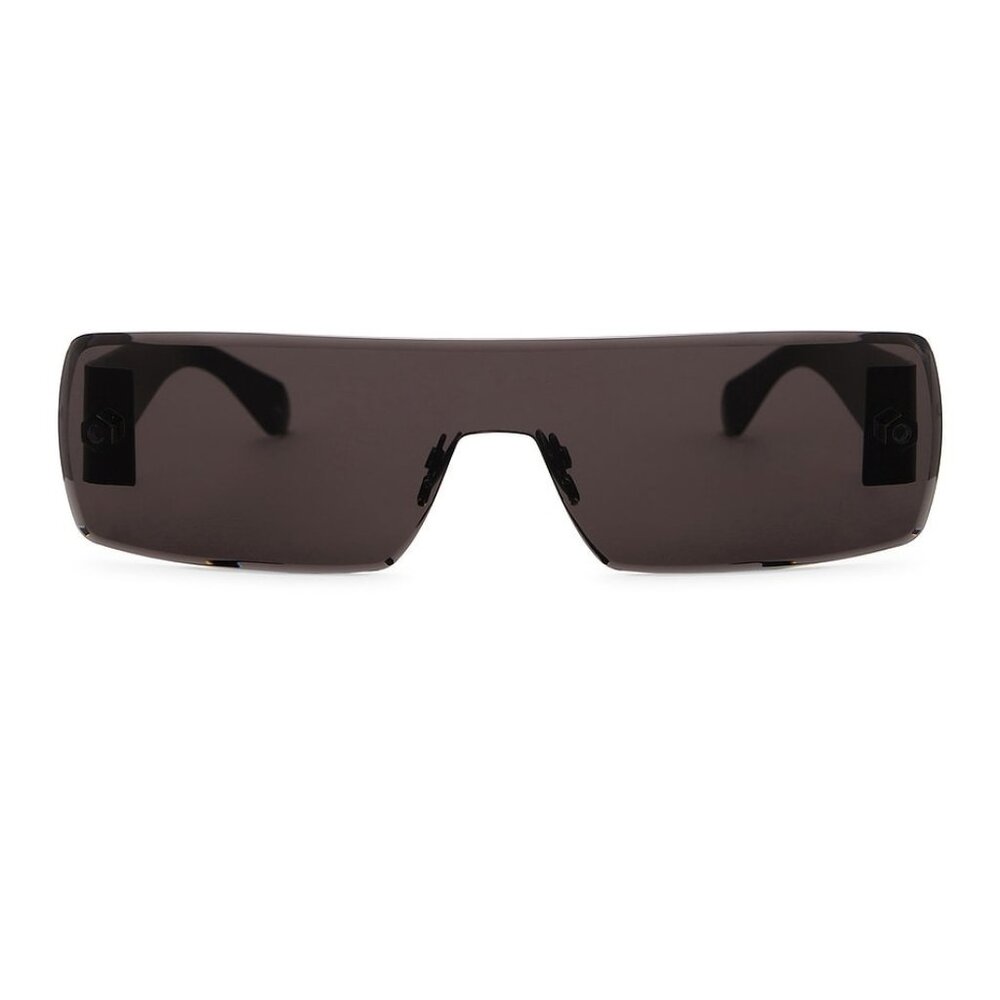 NWT ALAIA ALAÃA Lettering Logo Rectangular Sunglasses in Black & Grey NEW FWRD - Picture 3 of 13